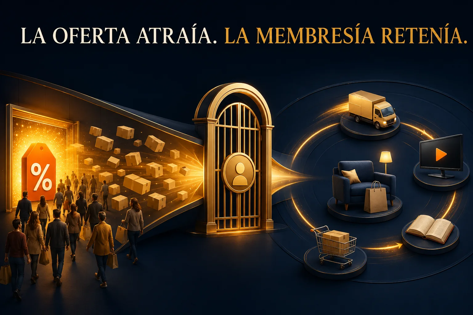 Representación editorial de Prime Day como oferta que atrae y membresía que retiene