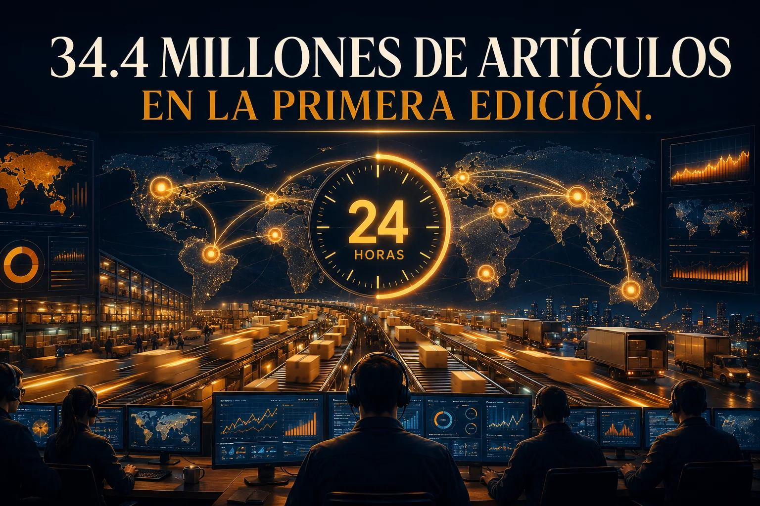 Representación editorial de los 34.4 millones de artículos pedidos durante el primer Prime Day