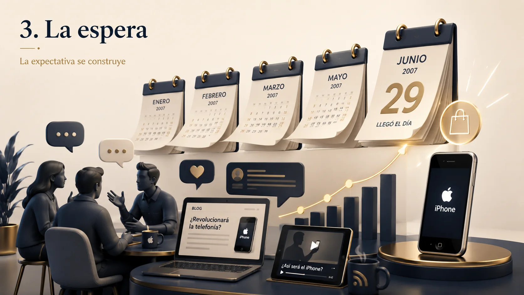 Calendario editorial que representa la expectativa construida entre enero y junio de 2007