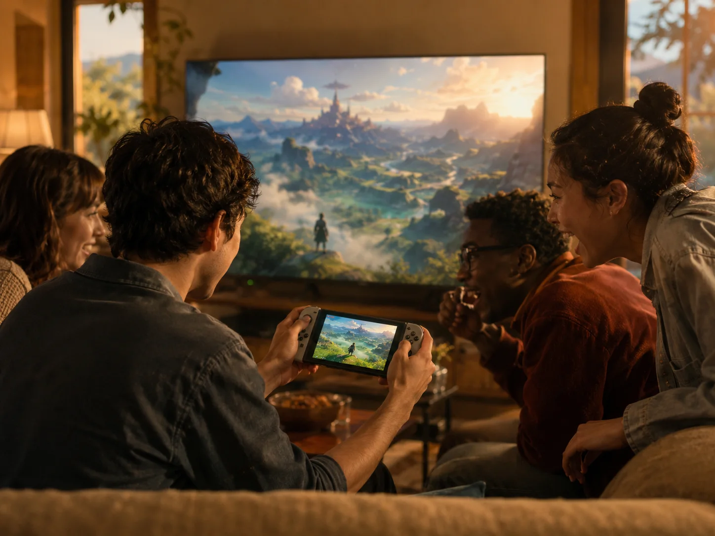 Representación editorial de una demostración de Nintendo Switch que convierte comprensión en deseo