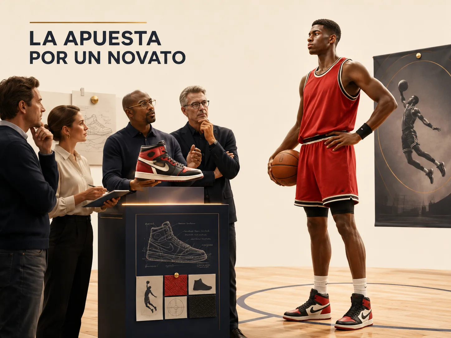Representación editorial de la apuesta de Nike por un joven Michael Jordan