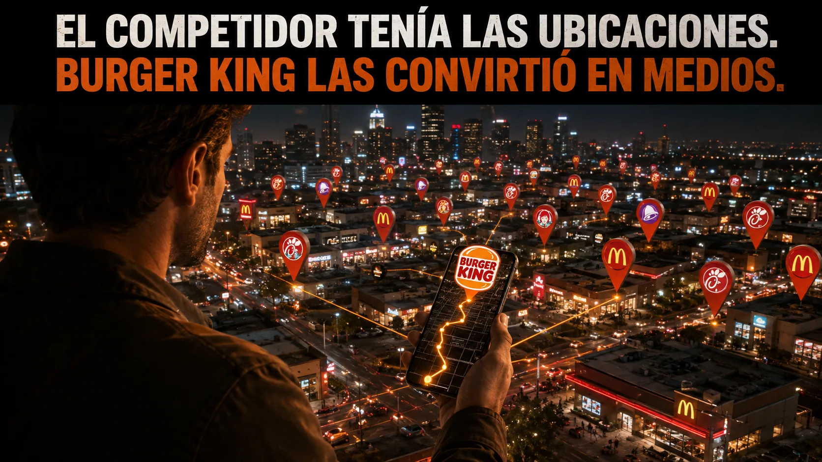 representación cinematográfica del problema previo al lanzamiento, con tensión visual y la marca como fuerza que detecta la oportunidad.