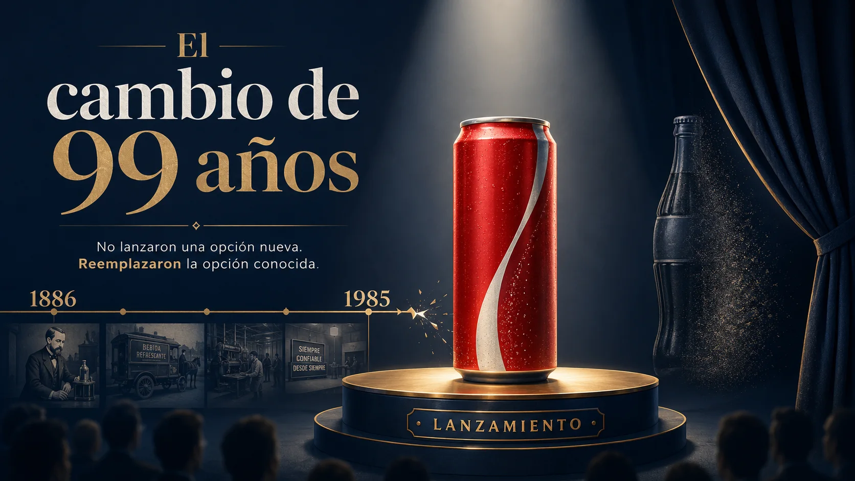 Representación editorial del cambio de fórmula de New Coke después de 99 años