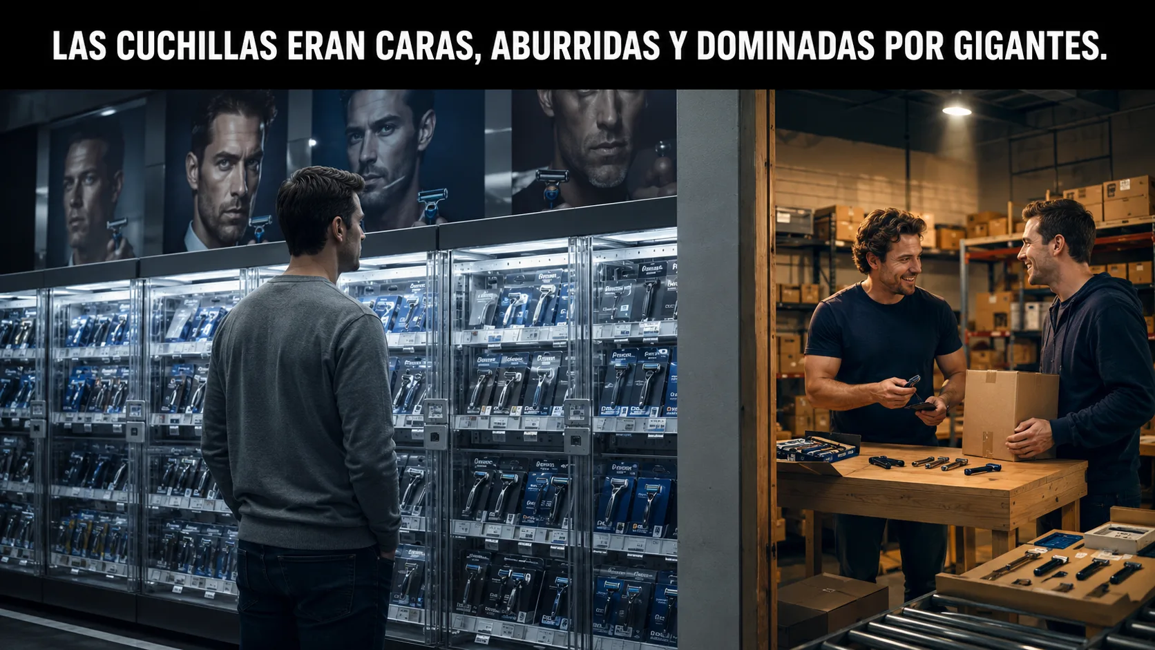 representación cinematográfica del problema previo al lanzamiento, con tensión visual y la marca como fuerza que detecta la oportunidad.