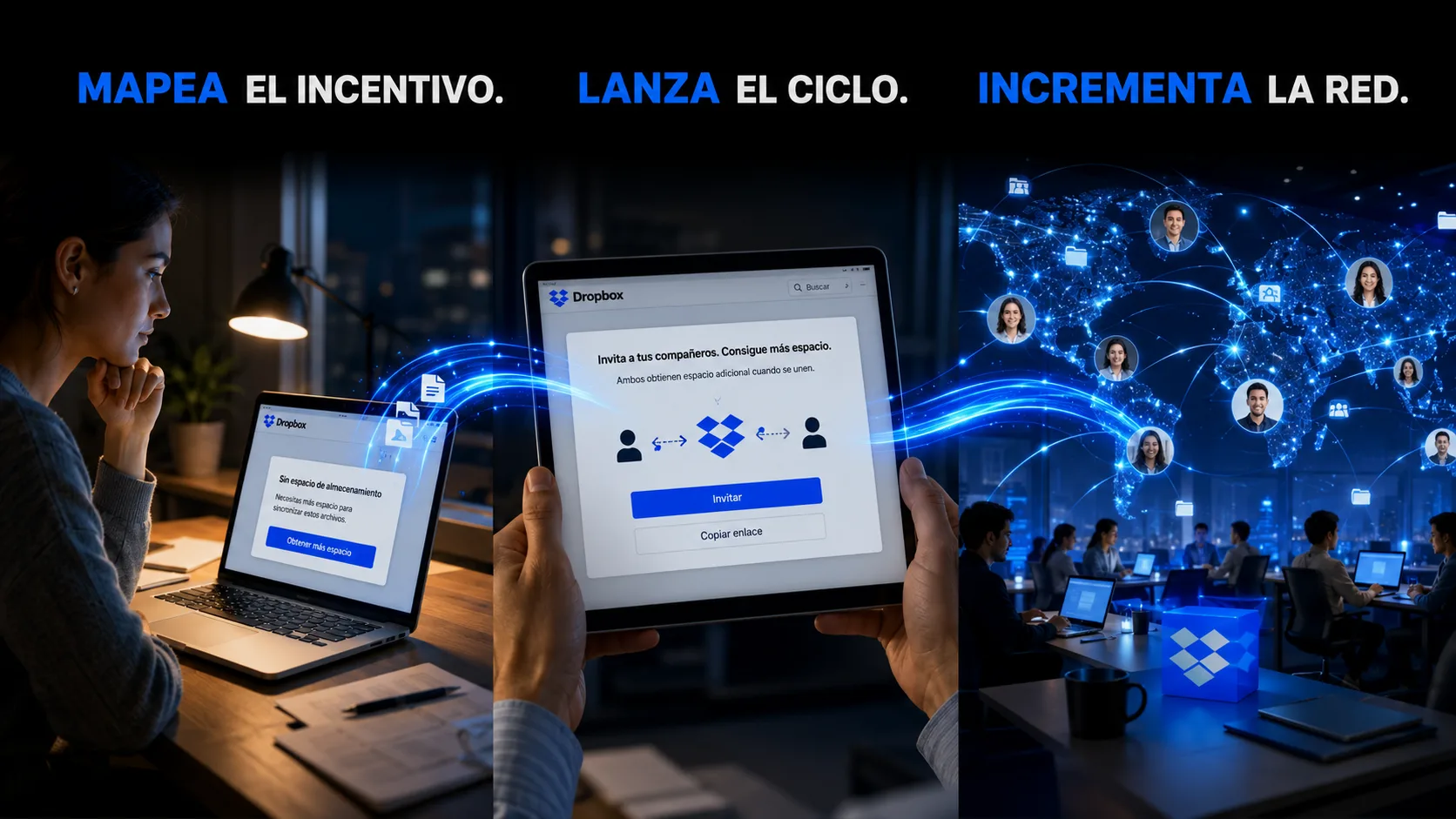 flujo Mapea · Lanza · Incrementa aplicado al caso de DROPBOX.