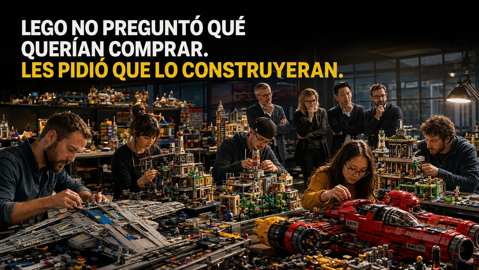 representación cinematográfica del problema previo al lanzamiento, con tensión visual y la marca como fuerza que detecta la oportunidad.